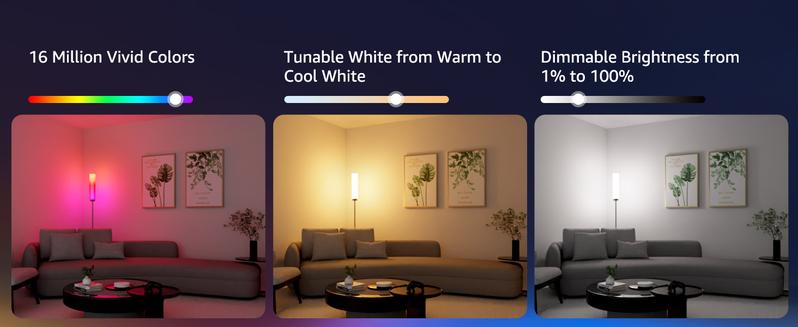 Lepro O1 AI Floor Lamp, 2300LM Smart Corner Lamp Smart LED Standing Lamp party light stick APP/WiFi Control, Alexa/Google Assistant Enabled, Modern Floor Lamp with Music Sync, DIY Mode, RGBCW &CCT, Lamps for Living Room, Bedroom, Office -B