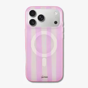 Jelly Stripe MagSafe® Compatible iPhone Case - Pink / Cream
