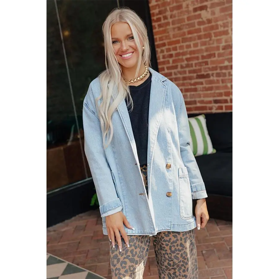 Train To Paris Denim Oversized Blazer
