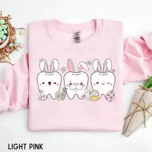 Dental Squad Easter Sweatshirt, Bunny Tooth Spring Crewneck, Dental Hygienist & Office Staff Team Gift
