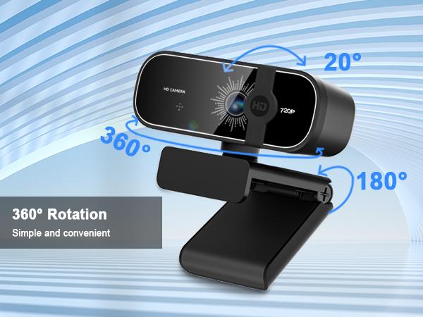 ONE LIFE 720P Full HD Webcam with Noise-Canceling Microphone Adjustable FOV Zoom USB HD Computer Camera for Corporate Video Conferencing & Calls