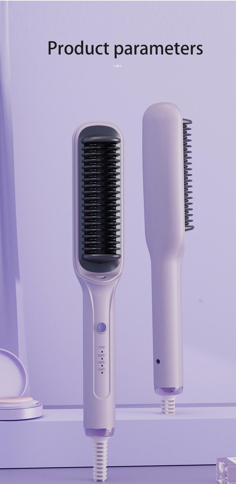 PretiHom-Hair Straightening Comb Styling Tool Anti-FrizzCurler Comfort Salon Negative lon Hair Brush StraighteningBrush Heated Hair Straightener