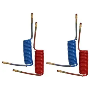 2 Set Trailer Brake Coiled Air Line Hose 12ft Red & Blue Replaces Velvac 022025