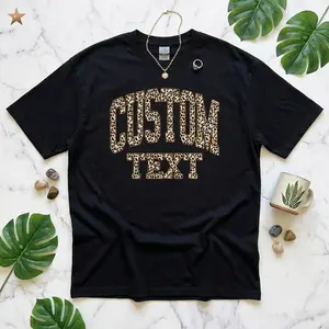 Custom Leopard Print Text Shirt Personalized Name Leopard Pattern Sublimation Design Varsity Style Custom Word Shirt Personalized Sublimation