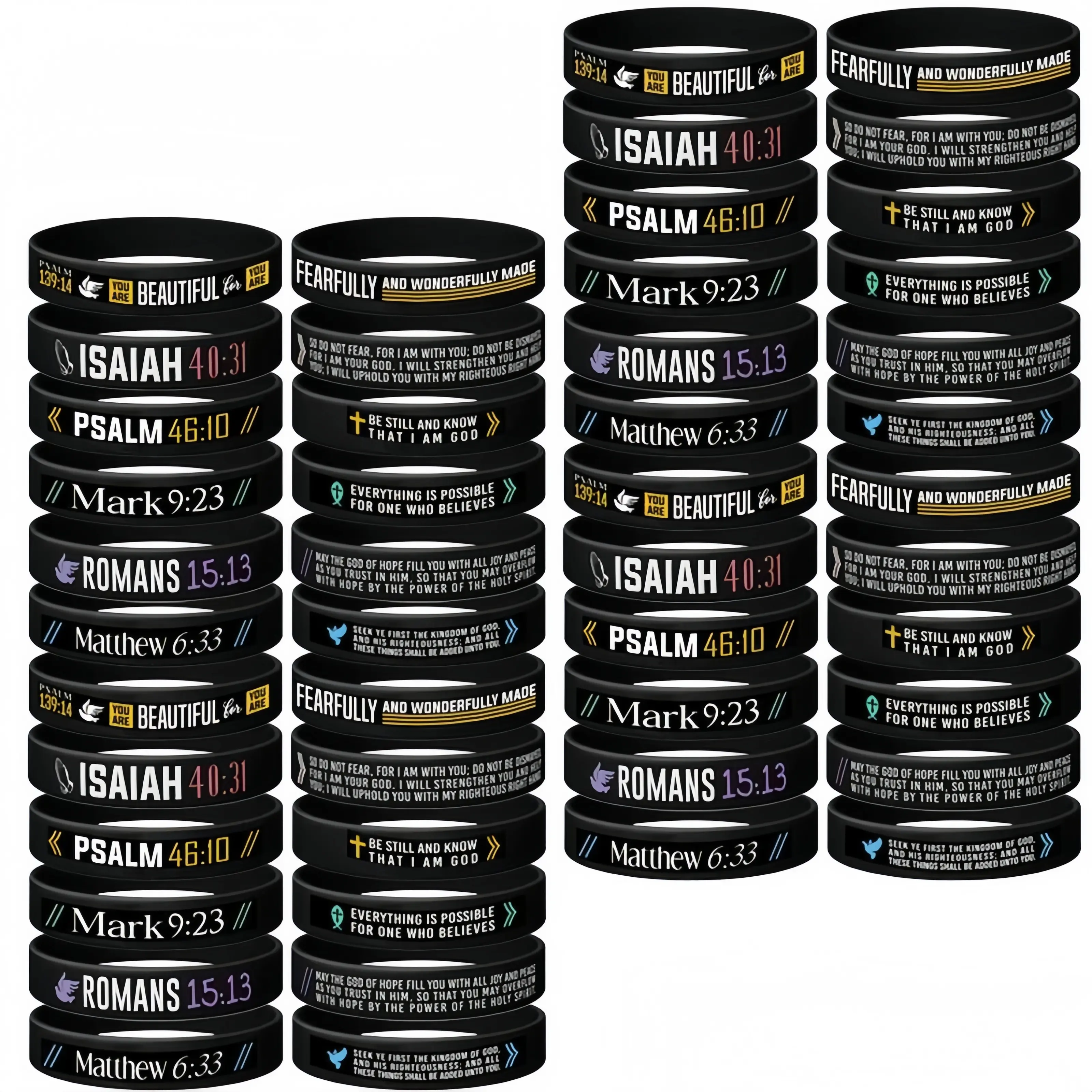 Bible Verse Silicone Rubber Bracelet, 12/24 Pcs Christian Inspirational Daily Religious Wristband for Men Women Encouragement Boy Perfect Gift for Valentine's Day Father's Day Mother's Day Anniversary Birthday