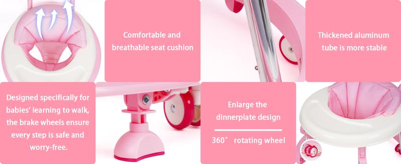 Foldable Baby Walker with 9 Adjustable Heights!Mute Wheels & Footrest, Perfect Activity Center for Boys & Girls Aged 7-18 Months, Portable & Space-Saving! ! Floorwalker