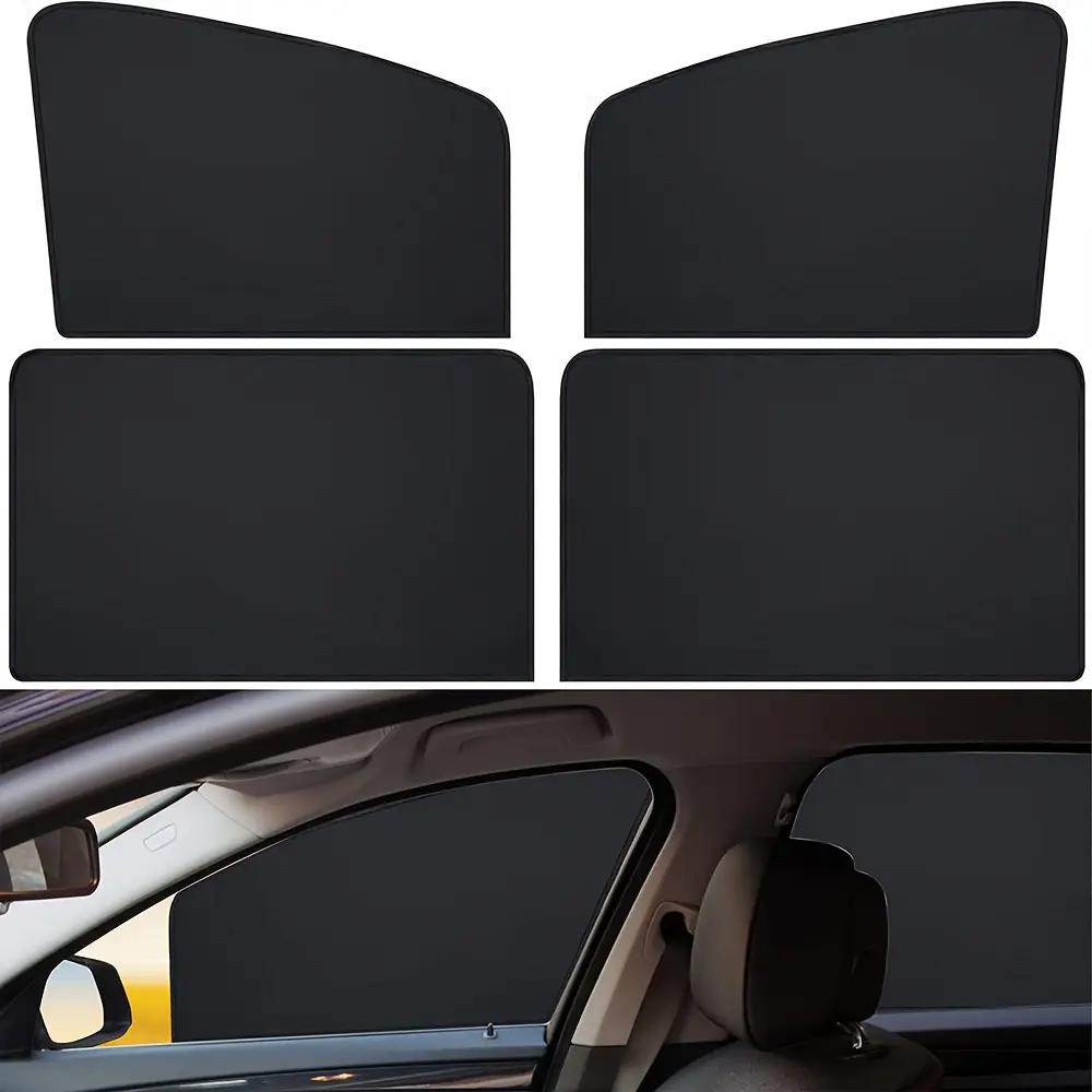 4 Piece Magnetic Car Side Window Sunshade, UV Protection, Universal Fit for All Cars, Privacy Curtain for Sleep Home Camping