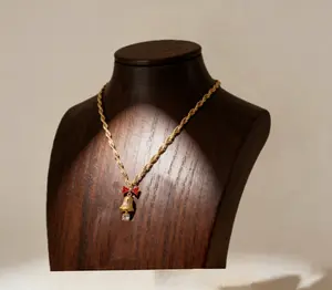 “Red Bow Bell Necklace” – A Chime of Joy, Love & Festive Elegance