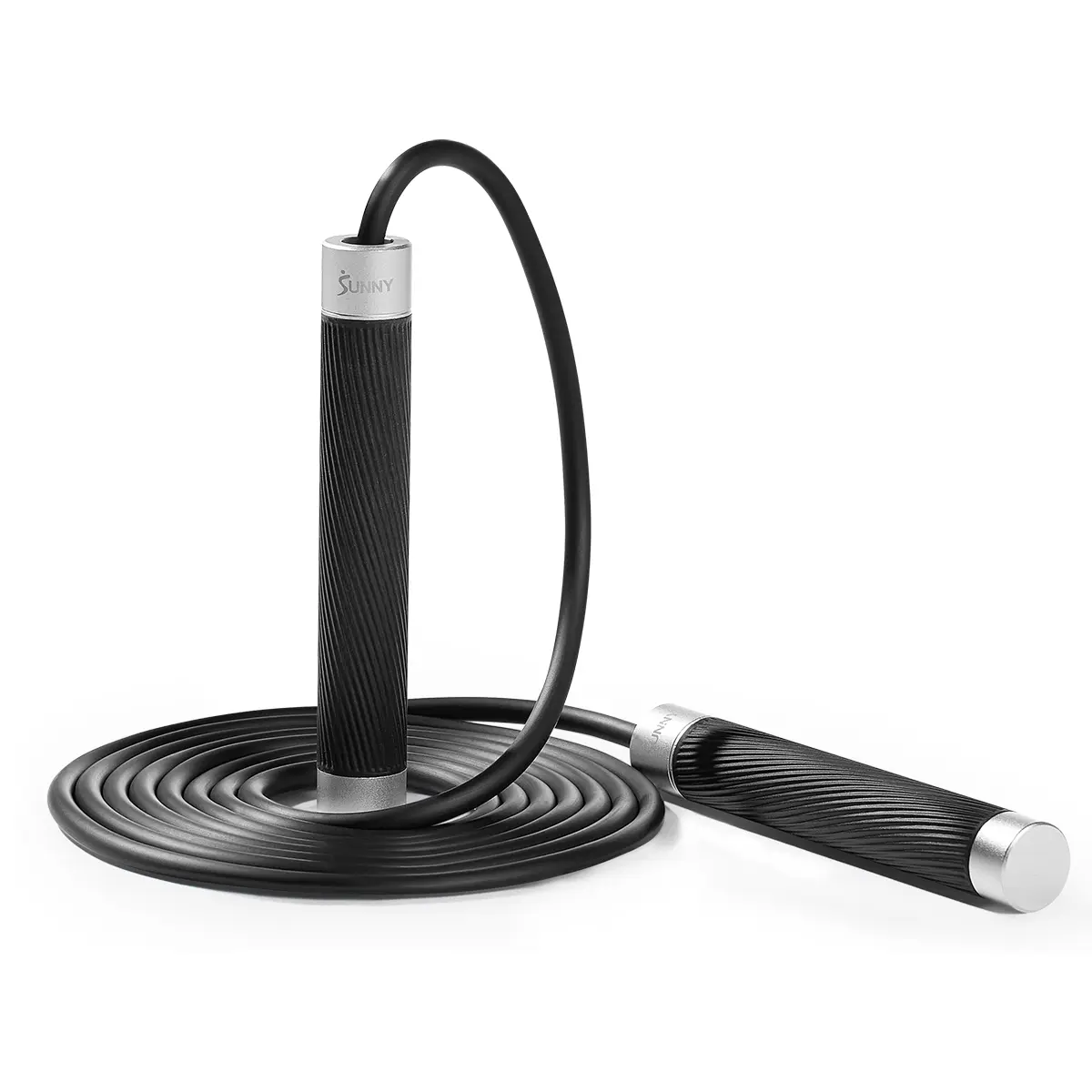 SUNNY 118" Weighted Jump Rope Home Gym Fitness Workout Adjustable Customizable Length Tangle-Free Skipping Rope with Durable Handles and Optional Weights for Cardio HIIT Boxing MMA Speed Training Endurance Conditioning and Footwork Exercise