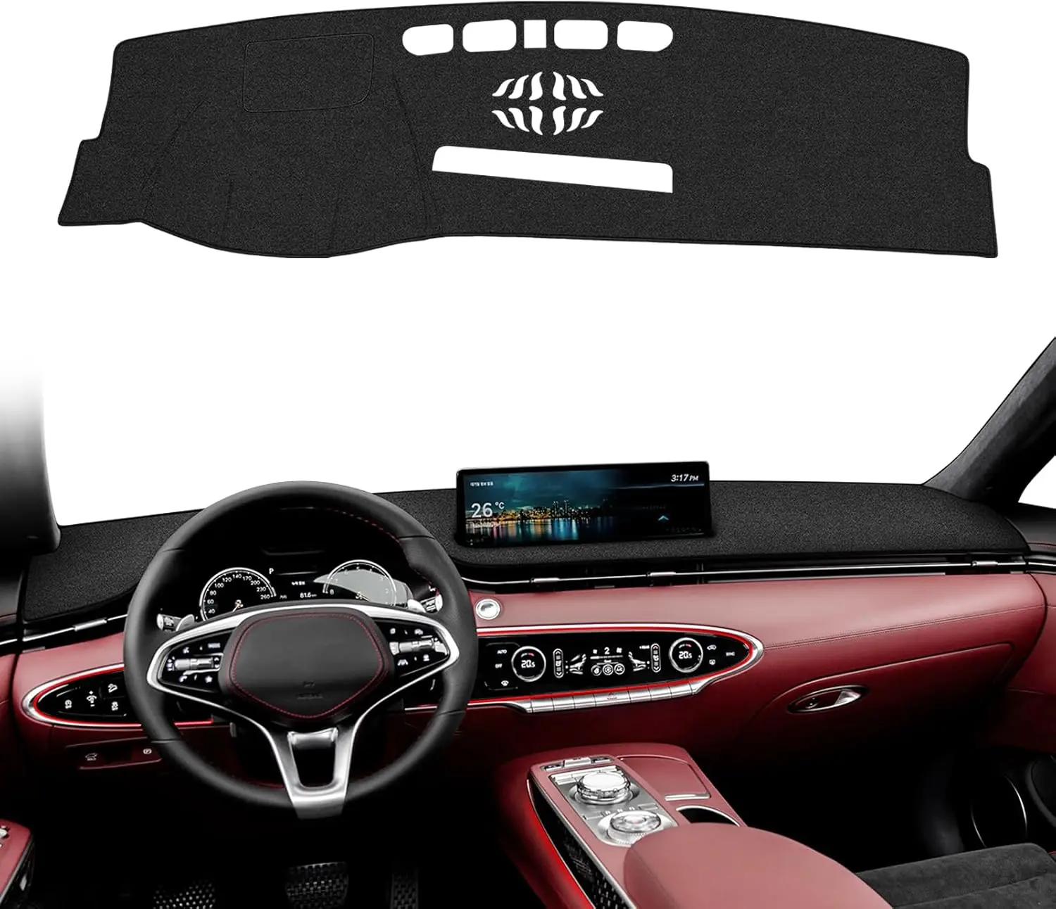 KUST Factory-Fit Cut Dashboard Cover Mat for 2022-2025 Genesis GV70, Non-Slip Polyester Car Accessories, Dashboard Shield & UV Ray Guard Sunshield Glare Protector