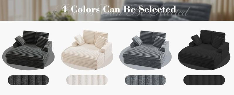 Apicizon Oversized Chaise Lounge Chair, Fluffy Cozy Sleep Couch with Striped Faux Fur Throw Pillow, Modern Full Size Bed for Living Room/Bedroom Apicizon Oversized Chaise Lounge Chair, Fluffy Cozy Sleep Couch with Striped Faux Fur Throw Pillow, Modern Full Size Bed for Living Room/Bedroom