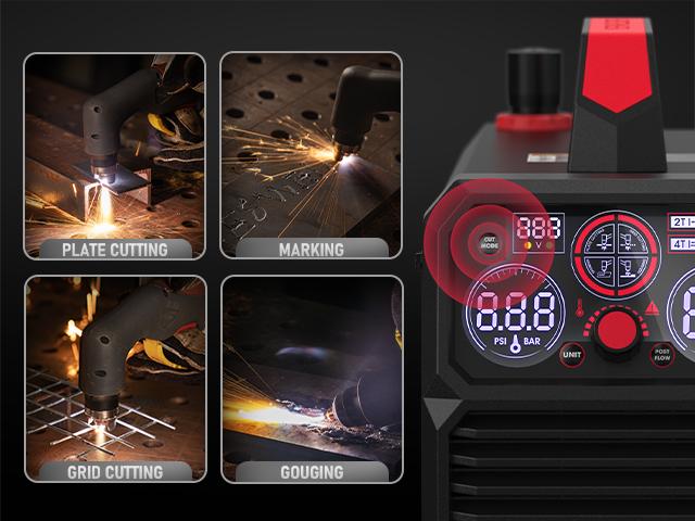 YESWELDER CUT-65DS-PLUS 110/220V Non-HF Plasma Cutter 65Amp | Non-Touch Pilot Arc & Central Connector Torch | 4-in-1 Multi-Functional Metal Cutting Machine with Plate/Grid Cutting, Gouging & Marking