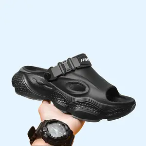 Men's Summer Slippers Outdoor Teenagers Thick Sole Height Increasing Driving Dual Use  Cool Hollow Shoes