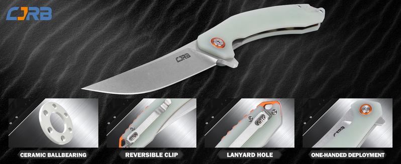 CJRB Gobi  Pocket Knife, 2 Pack, Tool knife with AR-RPM9 Steel Blade and G10 Handle for Men Outdoor, Black and Natural Green