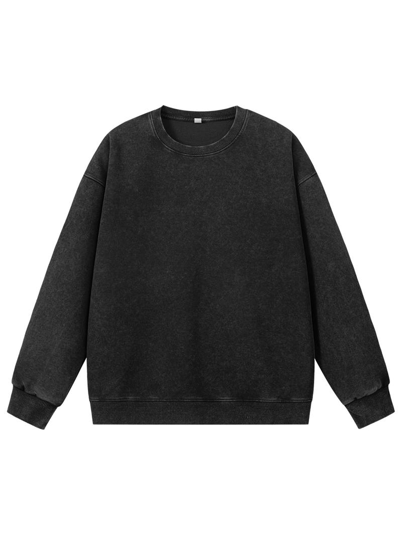 CCCMAI Men's Loose Crewneck Long Sleeve Sweatshirt Vintage Casual Pullover in Multiple Colors Round Neck Top Menswear Plain