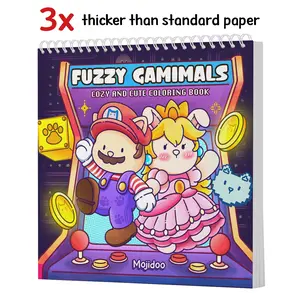 Mojidoo Fuzzy Gamimals Cozy and Cute Coloring Book for Adults Teens & Kids Featuring Comfy Animals Friends in Game-Inspired Scenes 8.5 x 8.5 inches Single-Sided Printing