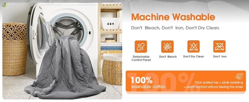 【VALUXE】 Electric Heated Mattress Pad with Dual Control, 10 Heat Settings & 1–12H Auto Shut-Off, Bed Warmer Fits 8–21" Deep Pockets, Machine Washable