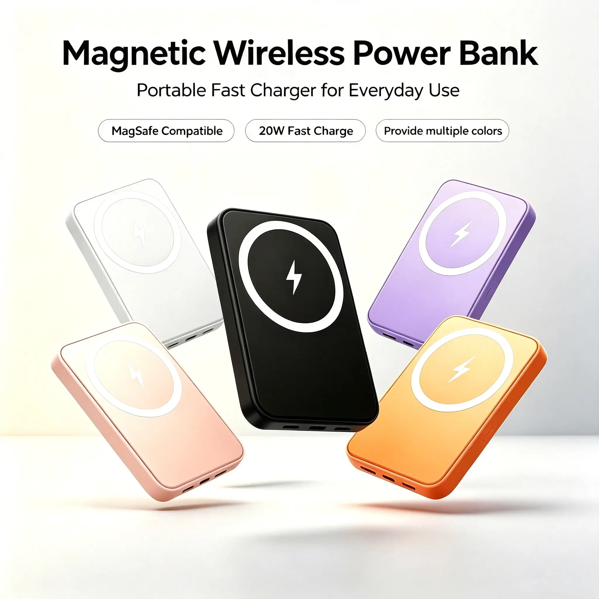 [Back to school haul] Mini 5000mAh Magnetic Connect Power Bank Charger - Portable iPhone-Compatible Battery Pack with USB-C Input/Output, Compact Travel Accessory (Magnetic Ring Included), Magnetic Connect Power Banks