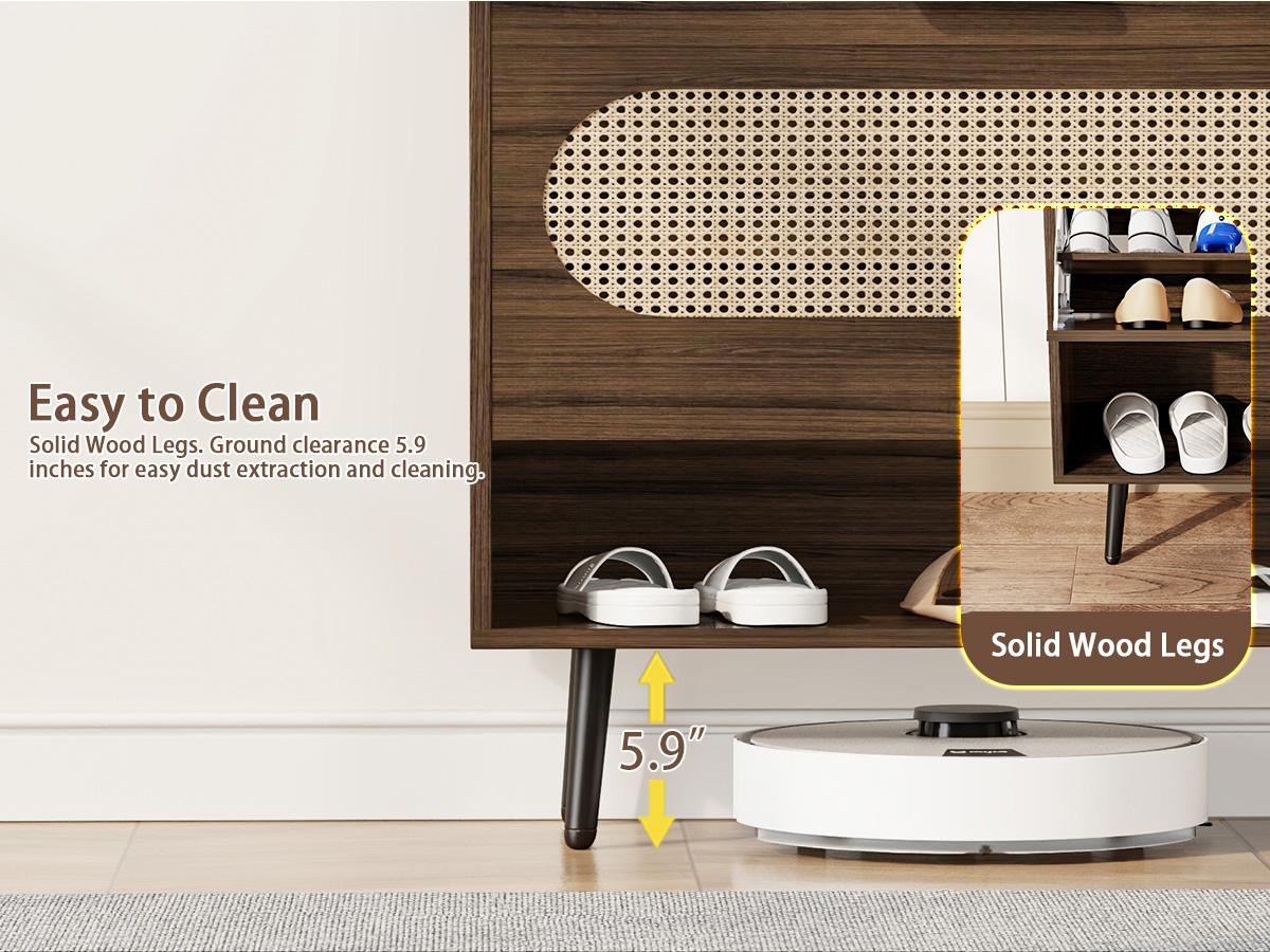 COZPAW Rattan Shoe Cabinet with 2 Flip Drawers, Shoe Storage Cabinet for Entryway, Narrow Shoe Rack Cabinet, Freestanding Hidden Shoe Organizer for Hallway, Living Room COZPAW Rattan Shoe Cabinet with 2 Flip Drawers, Shoe Storage Cabinet for Entryway, Narrow Shoe Rack Cabinet, Freestanding Hidden Shoe Organizer for Hallway, Living Room