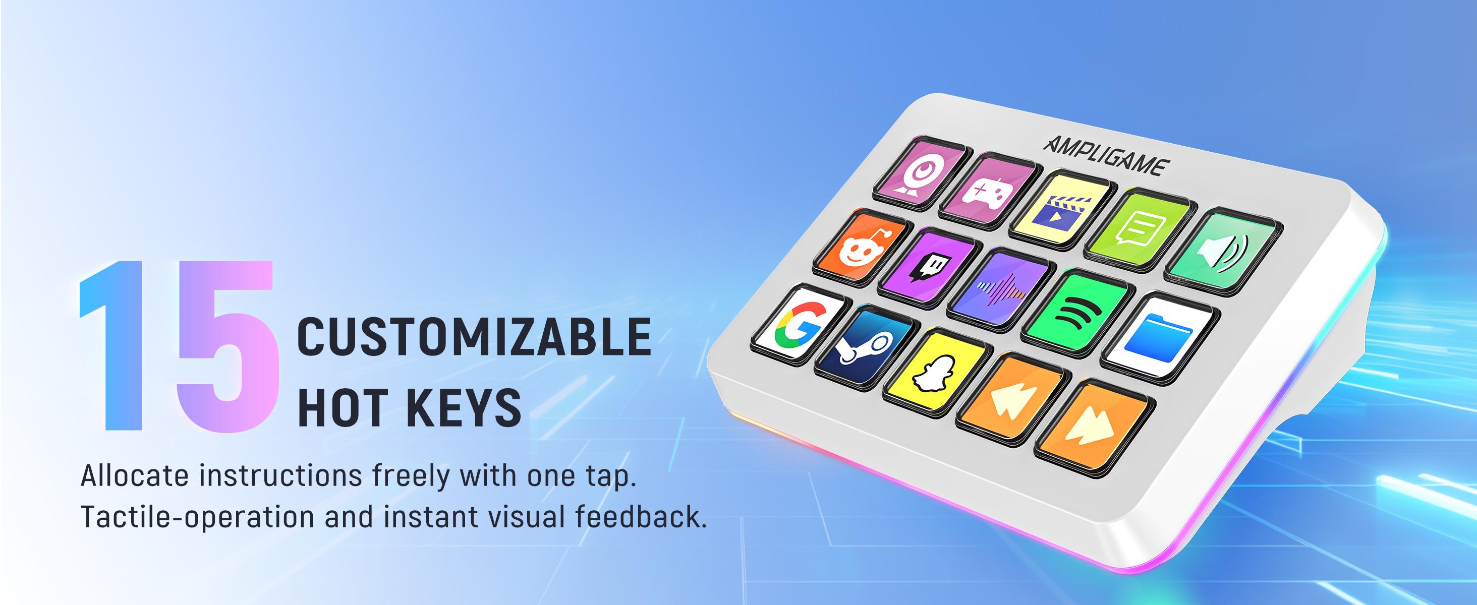 FIFINE AmpliGame LCD Keyboard with 15 Shortcuts for OBS Streaming Studio with Macro Keys, Trigger Actions, PC Media RGB Gaming Controller Deck for Content Creation/Office Work-D6