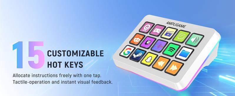 FIFINE AmpliGame LCD Keyboard with 15 Shortcuts for OBS Streaming Studio with Macro Keys, Trigger Actions, PC Media RGB Gaming Controller Deck for Content Creation/Office Work-D6