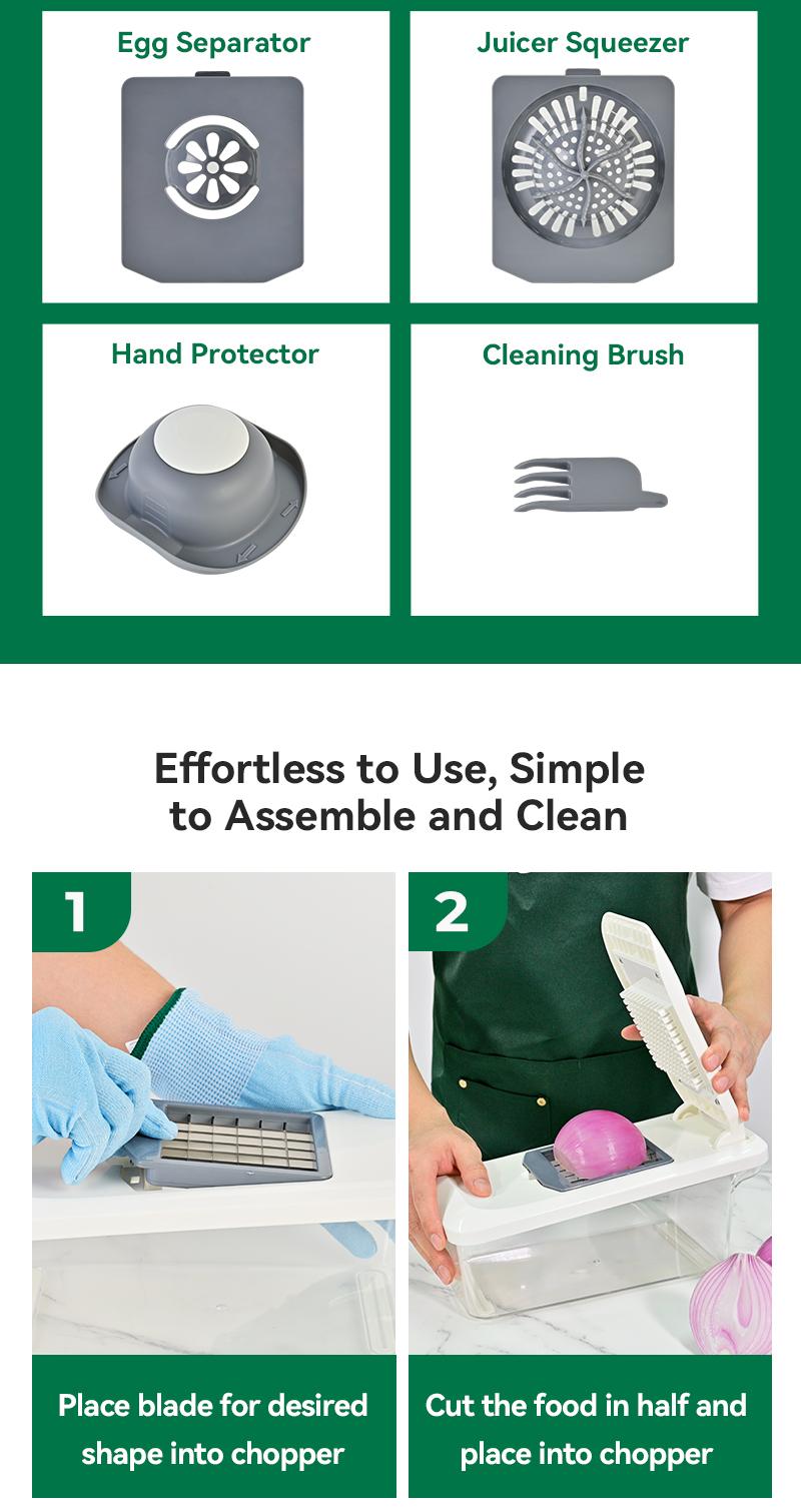 SUSTEAS Vegetable Chopper Mandoline Slicer,6 Blade Pro Food Chopper, Onion Potato Dicer, Veggie Cutter for Salad, Carrot, Cucumber Home Kitchen Gadgets Accessories Essentials(10 in 1, Grayish White)Essentials 10 in 1 White