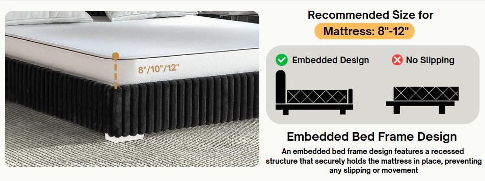 Santorini Modern Contemporary Fur Chenille Fabric Minimalist Platform Bed Santorini Modern Contemporary Fur Chenille Fabric Minimalist Platform Bed