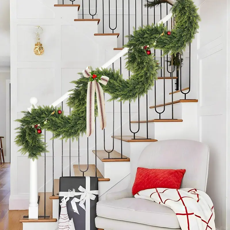 LVZHIYUAN 2-Pack 6FT Real Touch Artificial Cedar Garlands Set - Natural Look Greenery Pine Home Accessory, House Decor, Living Room Decor for Indoor/Outdoor Christmas Supplies LVZHIYUAN 2-Pack 6FT Real Touch Artificial Cedar Garlands Set - Natural Look Greenery Pine Home Accessory, House Decor, Living Room Decor for Indoor/Outdoor Christmas Supplies