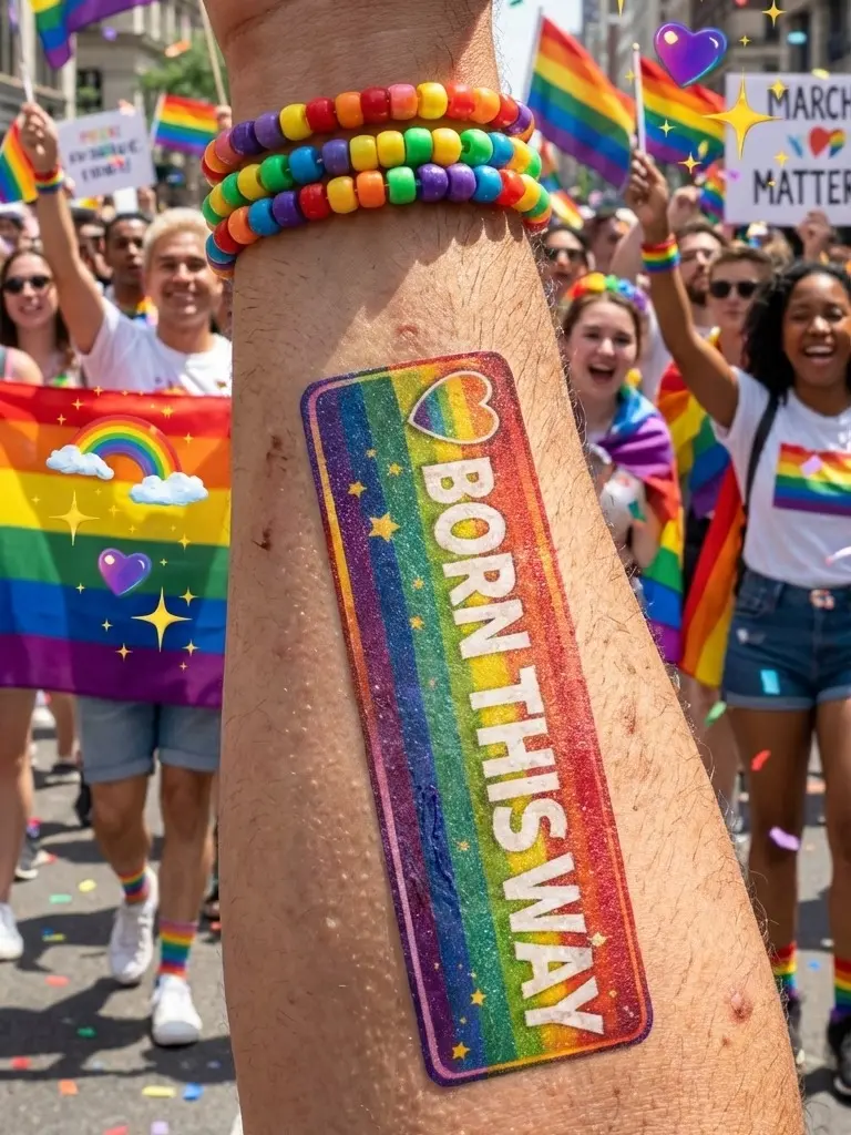 LGBT Pride Half-Sleeve Arm Tattoo Sticker - Rainbow Equality Words Collection, Full Wrap Around Temporary Body Art, Support Love & Diversity, Waterproof Lasts 3-5 Days