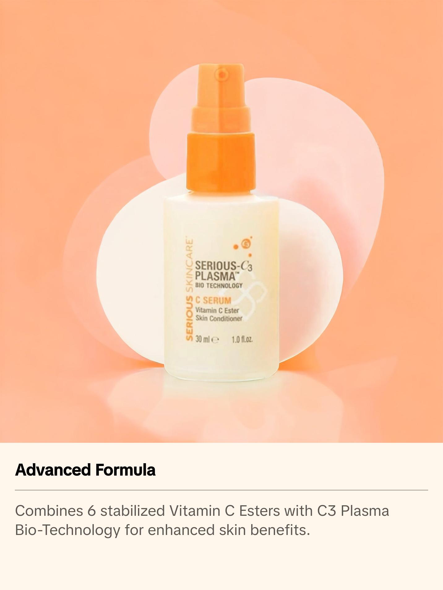 Serious Skincare C3 Vitamin C Serum – Anti-Aging, Hydrating, Brightening Face Treatment | 1 fl oz Advanced Peptides Restore Firm Lines Reduce Wrinkles