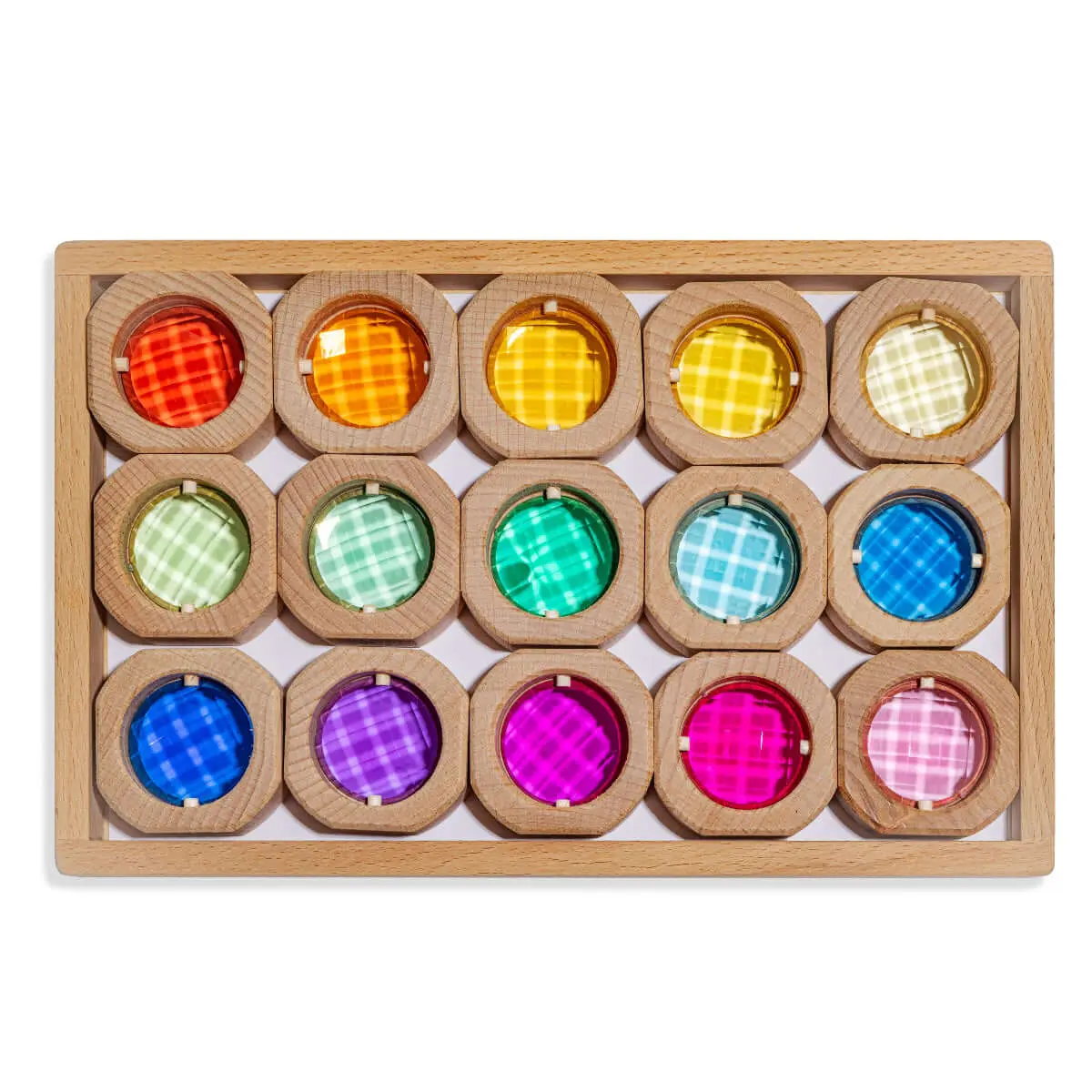 Lottie Blocks 15-Piece Wooden Block Set with Translucent Acrylic Windows for STEM Learning & Imaginative Play Recommended for Ages 3+