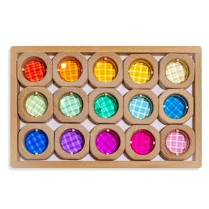 Lottie Blocks 15-Piece Wooden Block Set with Translucent Acrylic Windows for STEM Learning & Imaginative Play Recommended for Ages 3+