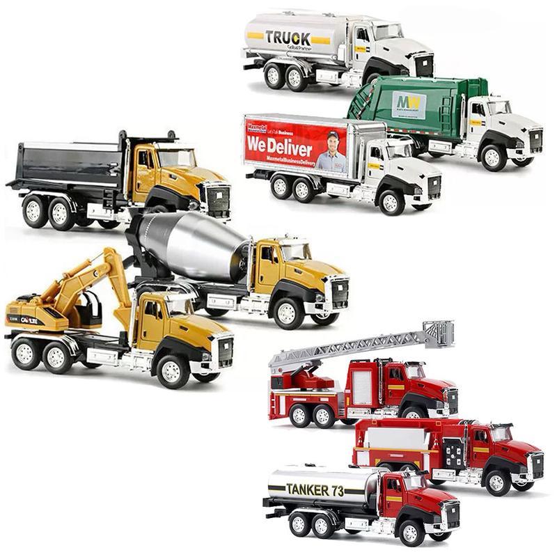 3-in-1 1:50 Die-Cast Metal Model Car Set Construction Vehicles City Traffic Trucks Fire Engines Ideal Gift for Kids