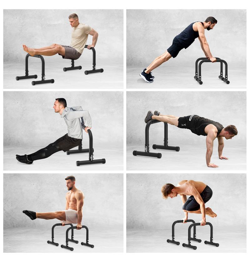 RELIFE REBUILD YOUR LIFE Push Up Bar & 14" High Parallettes Bars Dip Station with Foam Handles, No Wobbling Dip Bars for Handstand, L-Sit, Gymnastics