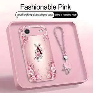 Suitable for [iPhone 17 Air] high-end women's phone case🤩，a beautiful four-leaf clover lanyard is included🍀，a free four-leaf clover lanyard is included, with 26 letters of the alphabet to choose from and  exquisite Rose flower patterns 952