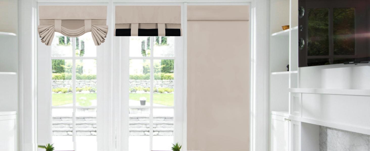 H.VERSAILTEX 100% Blackout French Door Curtain 1 Panel Privacy French Door Blinds Light Blocking Curtain for Sliding Glass Door Thermal Insulated Tie Up Shade