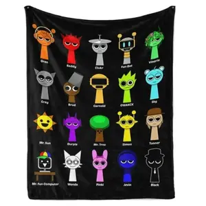 Soft Funny Throw Blanket Incredibox Sprunki Printed Flannel Blanket - Travel Comfort Office Bed Camping Multifunctional Flannel Blanket Gift
