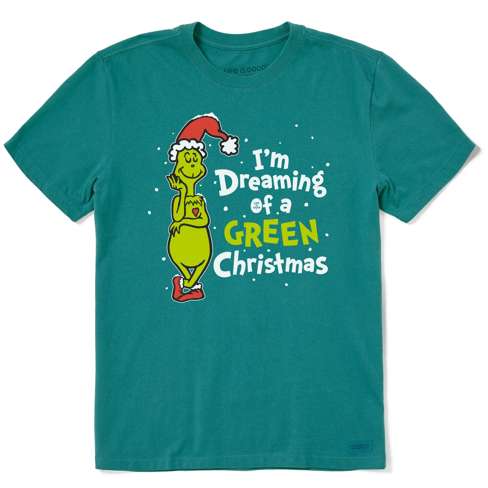Men's Grinch Dreaming of a Green Christmas Short Sleeve Crusher Tee