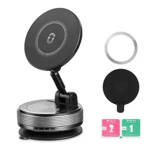 Strong Magnetic Car Phone Holder for iPhone 15/14/13/12 - 360° Rotating Foldable Vacuum Suction Mount Fits All Cars & Phones