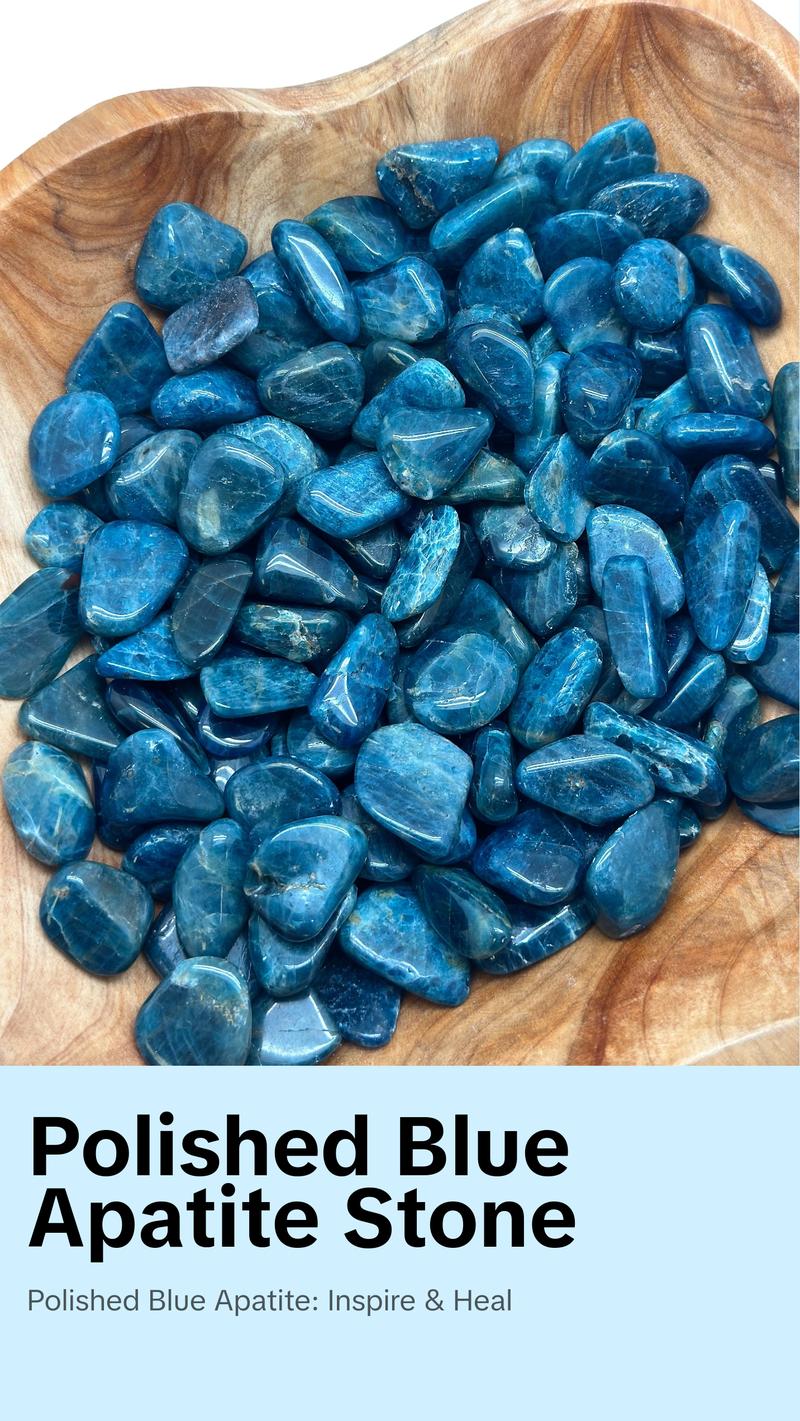 Blue Apatite Tumbled Stone - Blue Apatite Crystal from Madagascar - Motivation Crystal - Polished Blue Apatite Gemstone