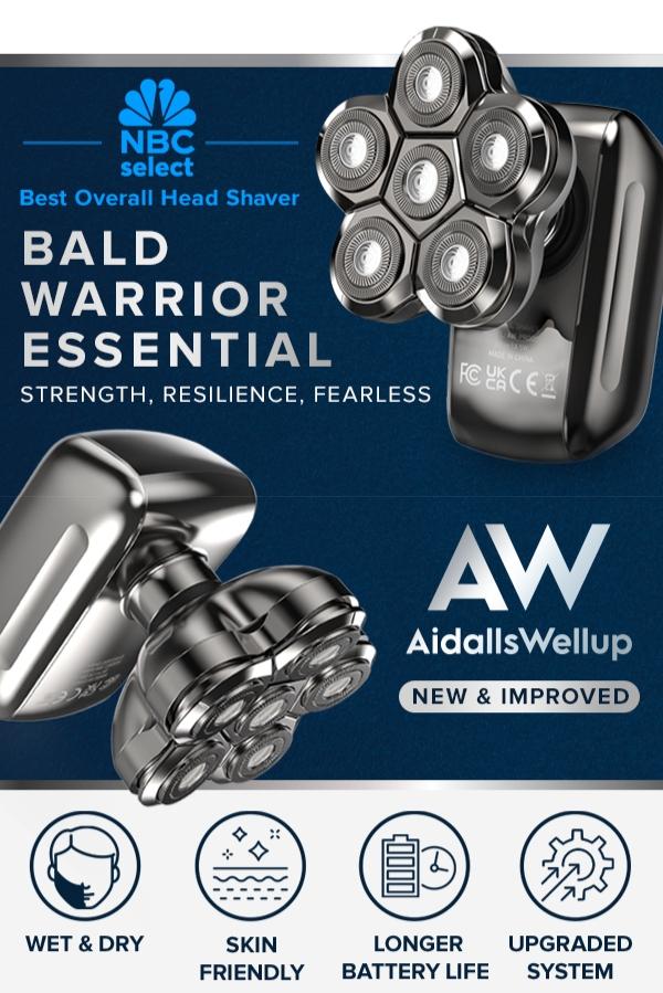 AidallsWellup Waterproof Bald Head Shaver – Electric, Close Shaving, Comfortable for Skull – Ideal for Bald Men Seeking Smooth Shave and Ease