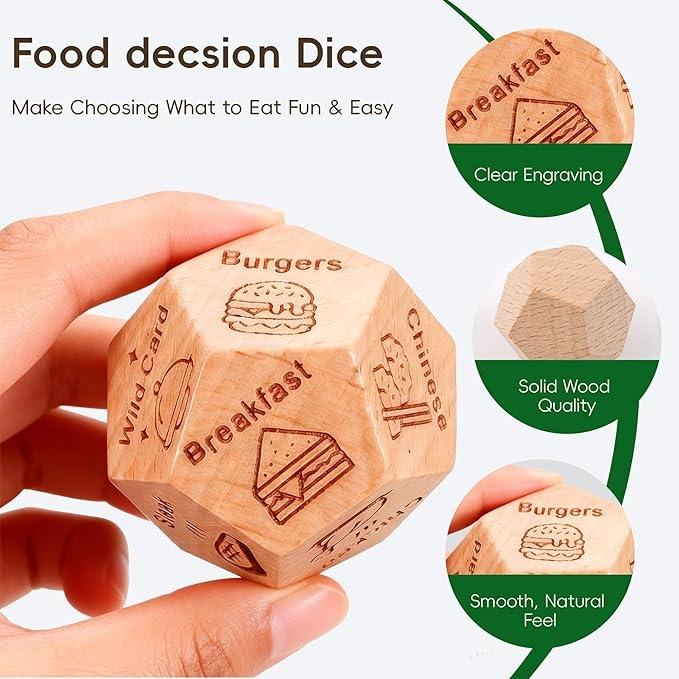 2/1Pcs Date Night Food Dice for Couples - Wooden Decision Dice with 12 Food Choices - Perfect for Anniversary, Birthday Gifts, Funny and Durable Gift for Him and Her 2/1Pcs Date Night Food Dice for Couples - Wooden Decision Dice with 12 Food Choices - Perfect for Anniversary, Birthday Gifts, Funny and Durable Gift for Him and Her