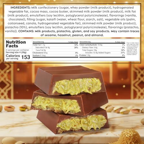 Dubai Chocolate Bar Pistachio – 3.5 oz Dessert with Pistachio Cream & Kataifi Filling | Gourmet Dubai Chocolate Filling | Elegant Gift Chocolate