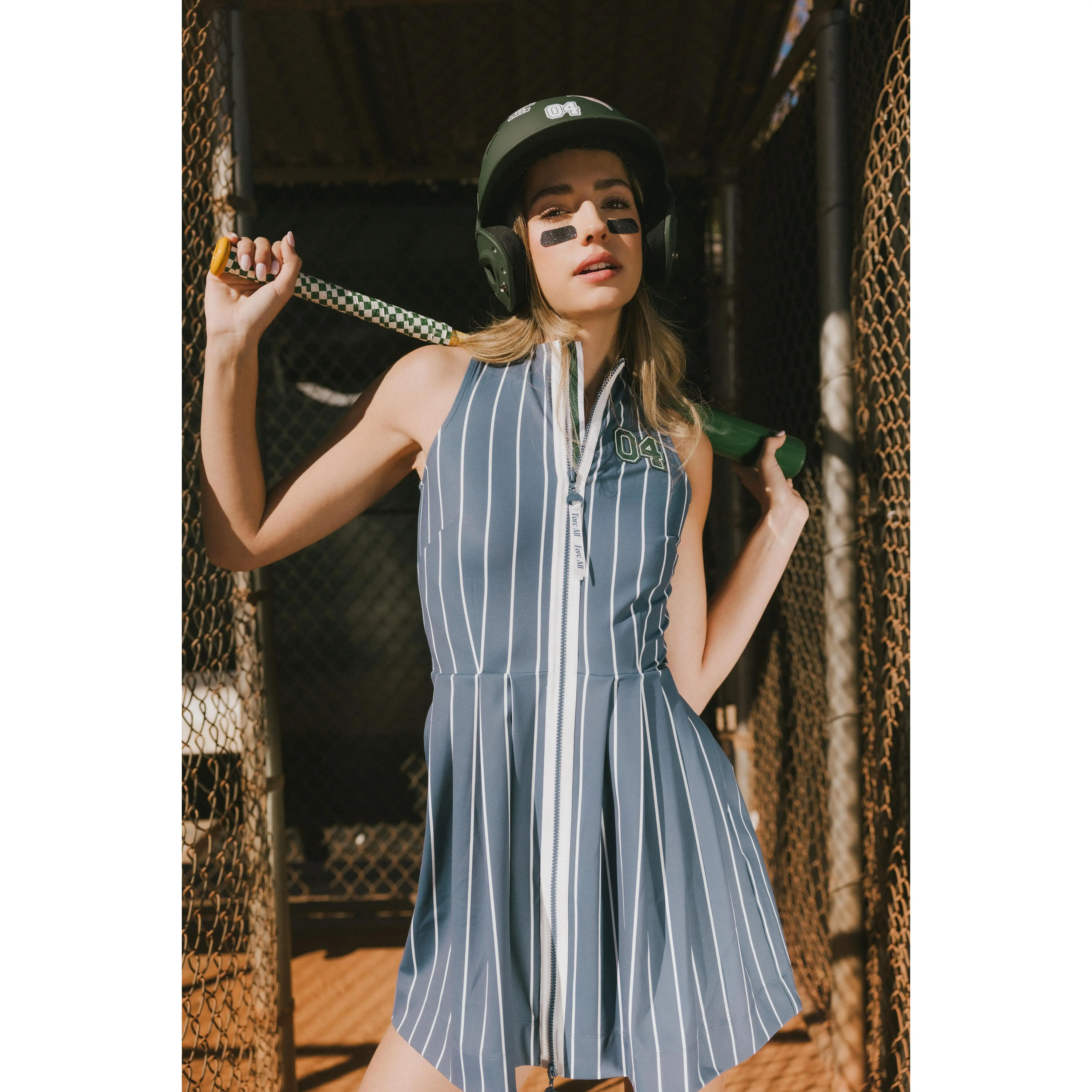 Erin Dress - Pinstripe Indigo
