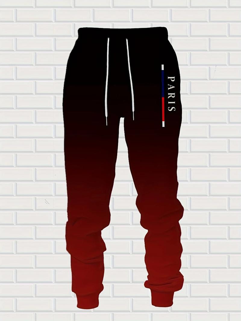 Autumn and Winter Black and Red Gradual Color Change 2024 Hot Selling Men's Street Fashion Hoodie Set