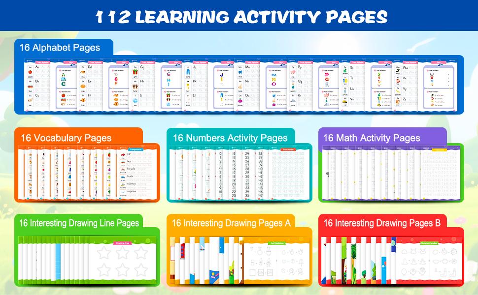 [Back-To-School Season]2026 LumiKidz Maigc Grooved Handwriting Workbooks,Writing Practice Book,Large Portable Copybooks Box Pack Notebook For Kids Ages 4-7,First Grade,Kindergarten Workbooks Stationery Set School Supplies,Christmas Gifts For Grandkids