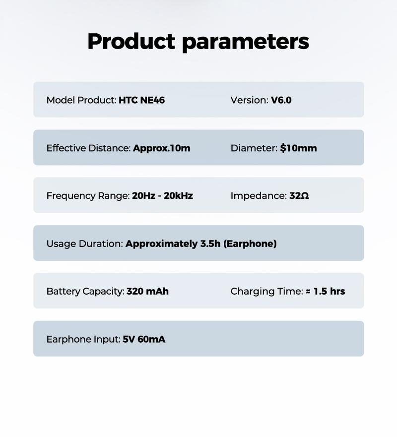 HTC Earbuds Wireless Earbuds, Bluetooth 6.0 Earphones, Heart Rate Monitoring Earbuds, Sports Headphones With Microphones, LED Display High Fidelity, Suitable for Office, Sports, Study and Audio Calls, Active Noise Cancellation