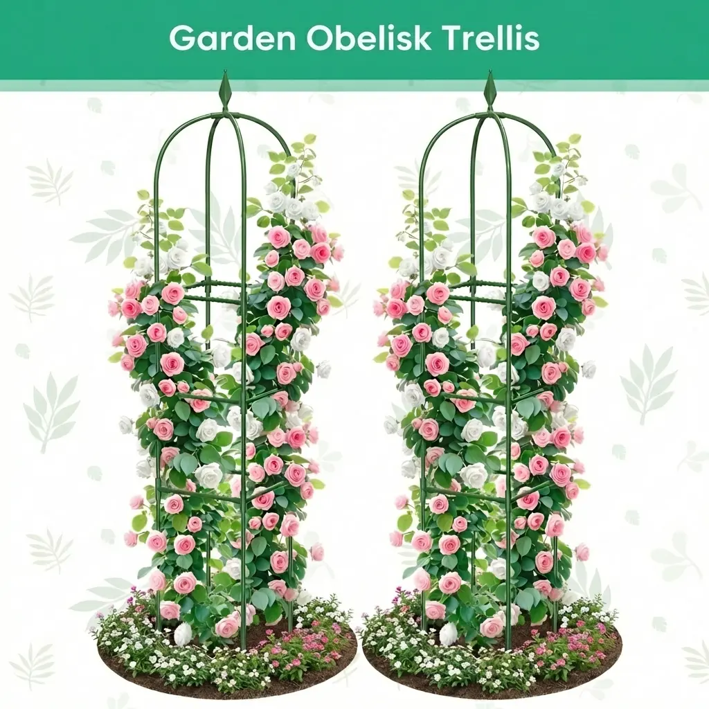 MQHUAYU 2-Pack Garden Obelisk Trellis - Rustproof Metal Garden Supplies with Adjustable Design, 4-Tier Heavy-Duty Plant Support for Climbing Vines, Flowers, Vegetables - Indoor/Outdoor Pot Rose Tower, Flower Garden Accessories