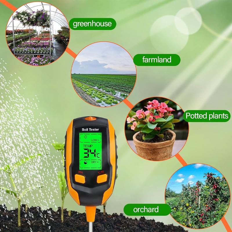 【Clearance Sale】 4-in-1 Soil Detector | PH Meter & Moisture/Temperature/Humidity Tester — Flower Pot Planting & Garden Care Essential Tool Set. Decor water plant