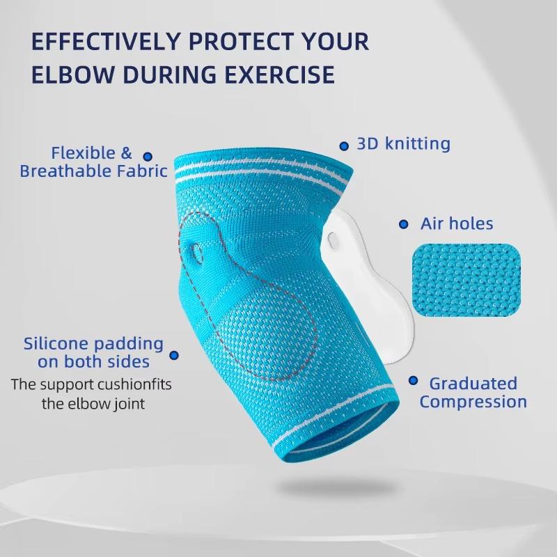 Unisex Elbow Support Arm Sleeves Knitted Elastic with Gel Pads Ergonomic Design Air Holes Breathable for Women & Men